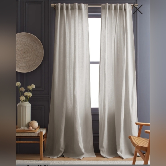 NWT! Quince Linen Cloud Filtering Curtains, 48" x 96"- 2 Panels. (B109) - Picture 1 of 10